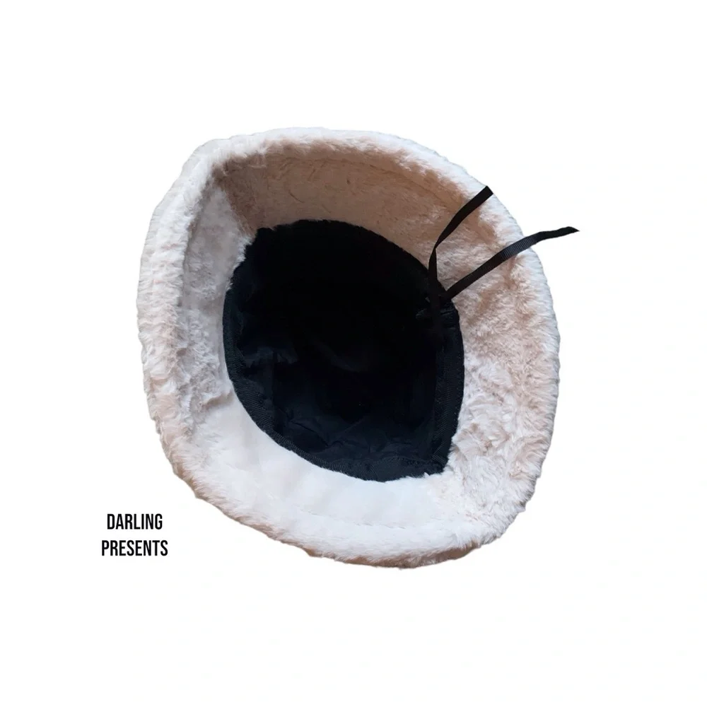 Fluffy Fuzzy Bucket Hat Women Color Beige Size OS